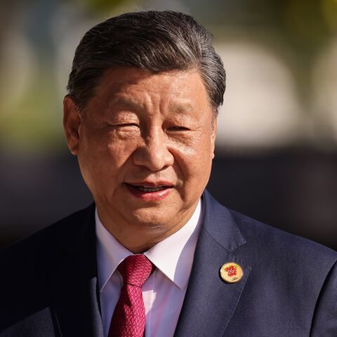 Xi Jinping president of China waves during the first working session as part of the G20 summit 2024 at Museu de Arte Moderna on Nov. 18, 2024, in Rio de Janeiro, Brazil. 