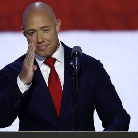 Rep. Brian Mast speaks on stage on the third day of the Republican National Convention on July 17, 2024 in Milwaukee, Wisconsin. 