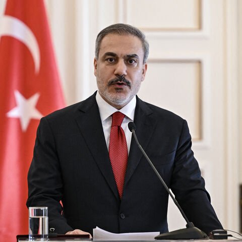 Turkey's Foreign Affairs Minister, Hakan Fidan delivers a press conferense after his meeting with his Greek counterpart in Athens, on November 8, 2024. (Photo by Aris MESSINIS / AFP) (Photo by ARIS MESSINIS/AFP via Getty Images)