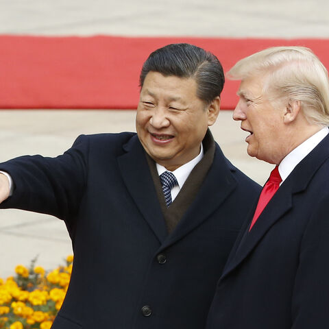 BEIJING, CHINA - NOVEMBER 9: Chinese President Xi Jinping and U.S. President Donald Trump attend a welcoming ceremony November 9, 2017 in Beijing, China. Trump is on a 10-day trip to Asia. (Photo by Thomas Peter-Pool/Getty Images)