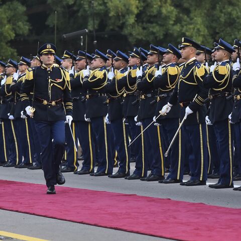 Newly elected Lebanese president Joseph Aoun reviews an honor guard upon his arrival at the presidential palace in Baabda, east of Beirut, on Jan. 9, 2025.