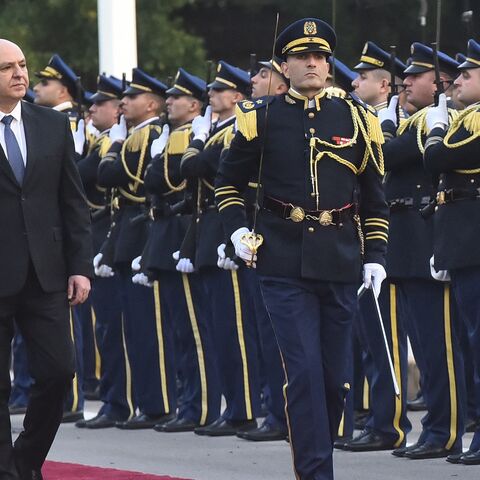 Newly elected Lebanese president Joseph Aoun reviews an honor guard upon his arrival at the presidential palace in Baabda, east of Beirut, on Jan. 9, 2025.