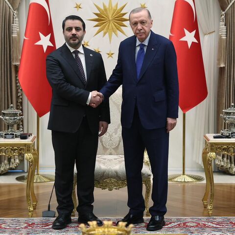 Syria’s interim Foreign Minister Asaad al-Shibani meets with Turkish President Recep Tayyip Erdogan in Ankara on Jan. 15, 2025.