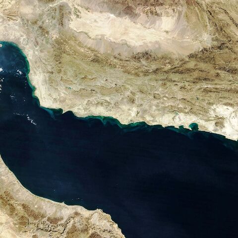This handout natural-colour image acquired with MODIS on NASA's Terra satellite shows the Gulf of Oman and the Makran region in southern Iran