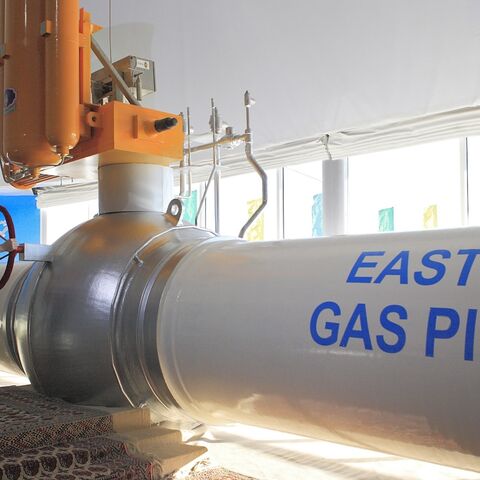 Turkmenistan's President Gurbanguly Berdymukhamedov takes part in the opening ceremony of the East-West pipeline.