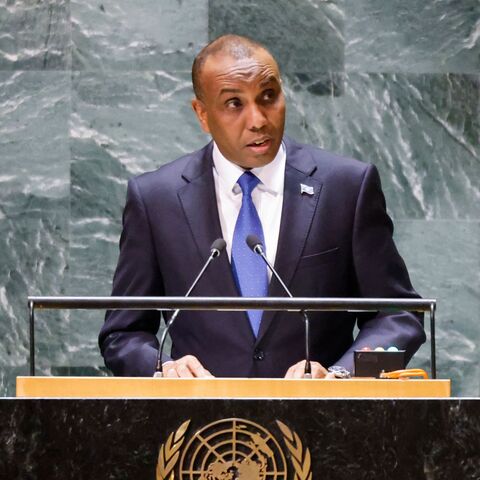 Somali Prime Minister Hamza Abdi Barre addresses the 78th United Nations General Assembly at UN headquarters in New York City, on Sept. 23, 2023.