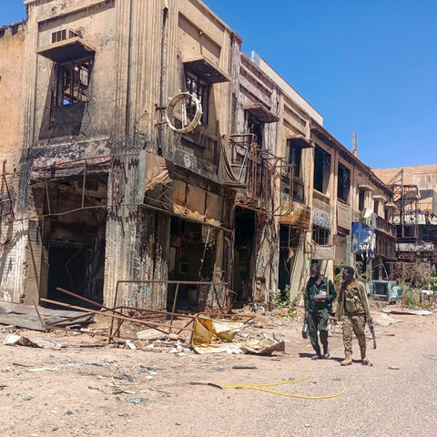 Fighters loyal to the army patrol a market area in Khartoum on March 24, 2025. For nearly two years, Sudan has been ravaged by a war between the regular army and the RSF, a conflict that has killed tens of thousands of people, uprooted over 12 million more and created the world's largest hunger and displacement crises. (Photo by AFP) (Photo by -/AFP via Getty Images)