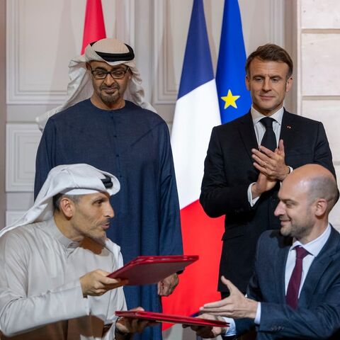 His Highness Sheikh Mohamed bin Zayed was hosted in Paris by President Emmanuel Macron, where the sides signed a groundbreaking cooperation agreement in AI, on Feb. 6, 2025.