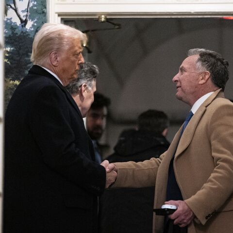 President Donald Trump shakes hands with Steve Witkoff, special envoy to the Middle East at the White House on Feb. 11, 2025.