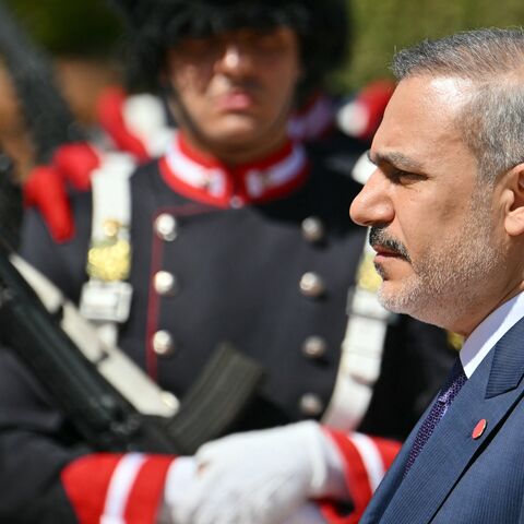 Turkish Minister of Foreign Affairs Hakan Fidan arrives during Turkey's president's visit at the Villa Doria Pamphili in Rome on April 29, 2025. 