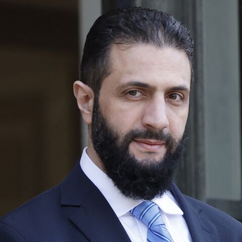 Syrian interim President Ahmed al-Sharaa upon arriving for a meeting at the Elysee presidential palace, Paris, May 7, 2025.