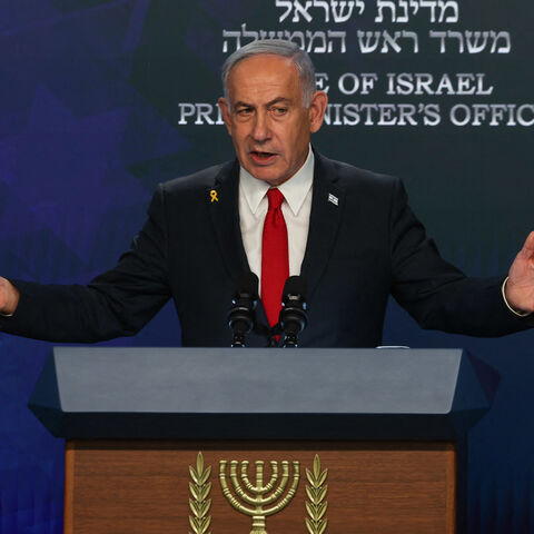 Israeli Prime Minister Benjamin Netanyahu gives a press conference in Jerusalem, May 21, 2025.