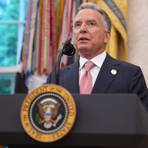 US Special Envoy to the Middle East Steve Witkoff delivers remarks during the swearing in ceremony for interim US Attorney for Washington, Jeanine Pirro, in the Oval Office of the White House on May 28, 2025 in Washington.
