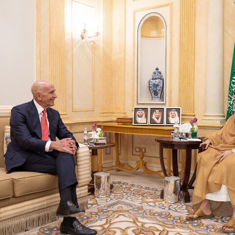 Saudi Foreign Minister Prince Faisal bin Farhan meets with United States special envoy to Syria Thomas Barrack.