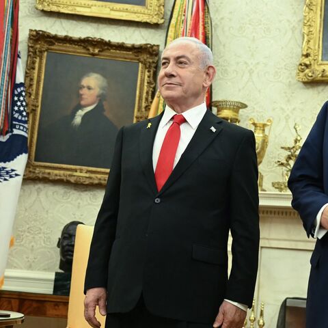 US President Donald Trump and Israeli Prime Minister Benjamin Netanyahu in the Oval Office of the White House, Washington, DC, Feb. 4, 2025.