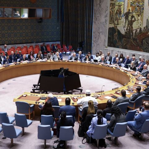 A view of the UN Security Council during a meeting to discuss the situation in Middle East at the UN headquarters in New York City, on April 29, 2025.