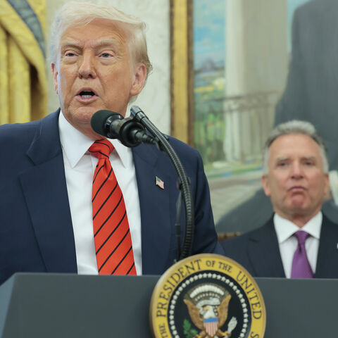 President Donald Trump delivers remarks during a swearing-in ceremony for Special Envoy to the Middle East Steve Witkoff in the Oval Office at the White House on May 6, 2025 in Washington, DC. 