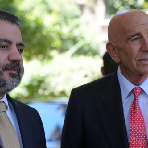 Syria's Foreign Minister Asaad al-Shaibani and US special envoy for Syria Ambassador to Turkey Thomas Barrack (R).