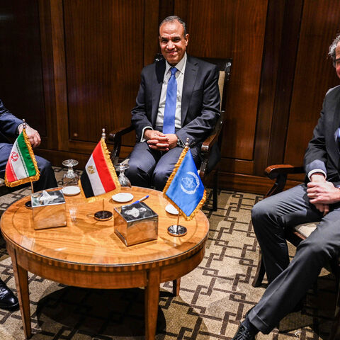 Egypt's Foreign Minister Badr Abdelatty (C) meets with his Iranian counterpart Abbas Araghchi (L) and Rafael Grossi, Director General of the International Atomic Energy Agency in Cairo on June 2, 2025. 