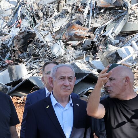 Israel's Prime Minister Benjamin Netanyahu is briefed.