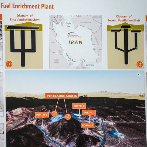 A poster of the Fordow Fuel Enrichment Plant.