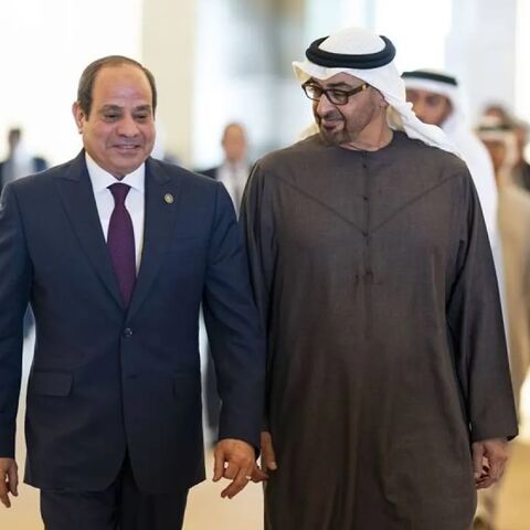 UAE President Sheikh Mohamed bin Zayed Al Nahyan and Egyptian President Abdel Fattah al-Sisi meet in Abu Dhabi on Jan. 17, 2025.