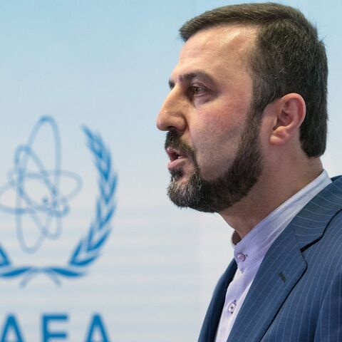 Iran's permanent representative to the United Nations, Kazem Gharibabadi, gives a press conference after the International Atomic Energy Agency (IAEA) Board of Governors meeting in Vienna on July 10, 2019.