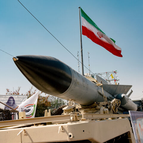 A S-200 surface-to-air missile system is on display as heavy weaponry, including ballistic missiles, air defense systems and unmanned aerial vehicles, are showcased during an exhibition that marks the 44th anniversary of the 8-year war with Iraq, known as the "Holy Defense Week", in Baharestan Square in Tehran, Iran on Sept. 26, 2024. 