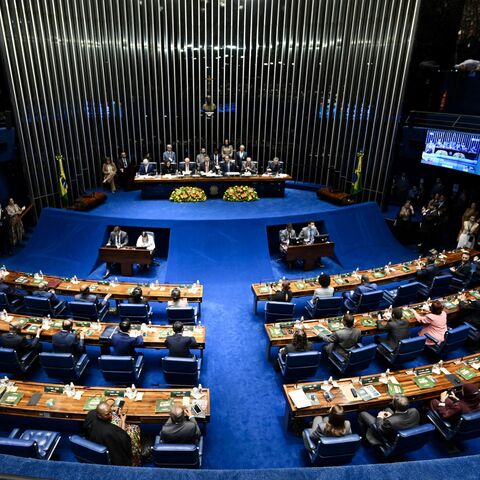 General view of the opening session of the 11th BRICS Parliamentary Forum at the Federal Senate in Brazil, taken on June 4, 2025.