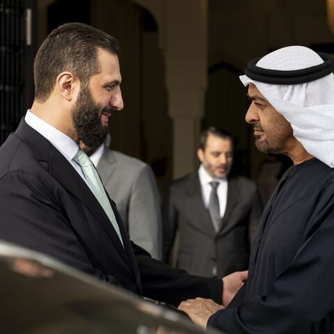 UAE President His Highness Sheikh Mohamed bin Zayed Al Nahyan today received His Excellency Ahmad Al-Sharaa, President of the Syrian Arab Republic, who is on a working visit to the country.