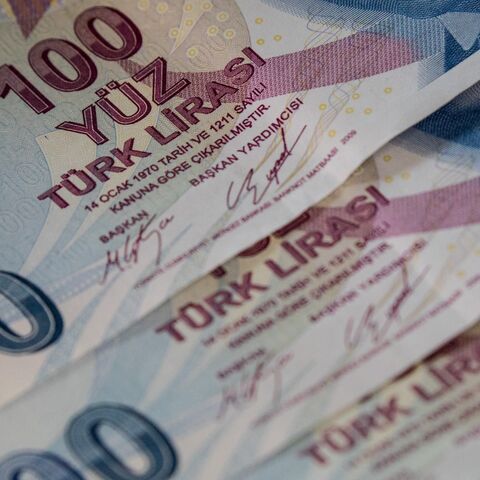In this photo illustration, Turkish liras are displayed, on Aug. 27, 2018, in Istanbul, Turkey. 