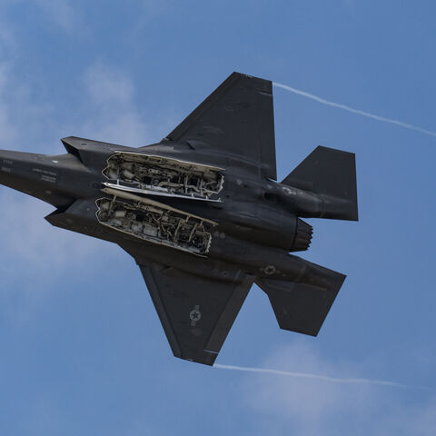 US Air Force F-35A performs during an exhibition flight demonstration as part of the 55th edition of the International Paris Air Show (Salon international de l'aeronautique et de l'espace - SIAE) at the ParisLe Bourget Airport, in Le Bourget, north of Paris on June 19, 2025.