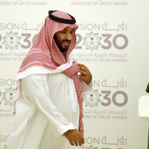 Saudi Defense Minister and Deputy Crown Prince Mohammed bin Salman arrives for a press conference in Riyadh, on April 25, 2016. 