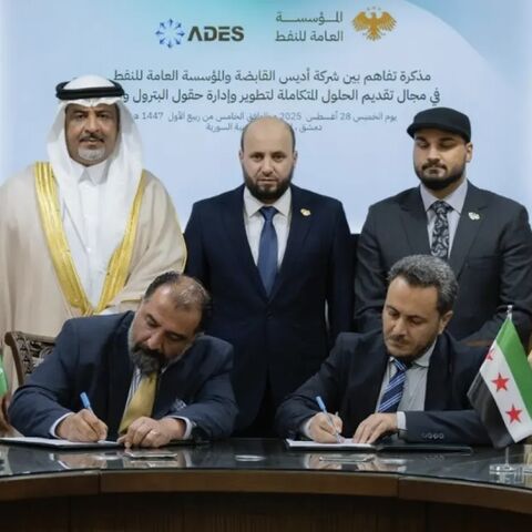 Saudi companies signed agreements with Syria’s Ministry of Energy during the kingdom’s participation in the Damascus International Fair in Damascus, on Aug. 28, 2025.