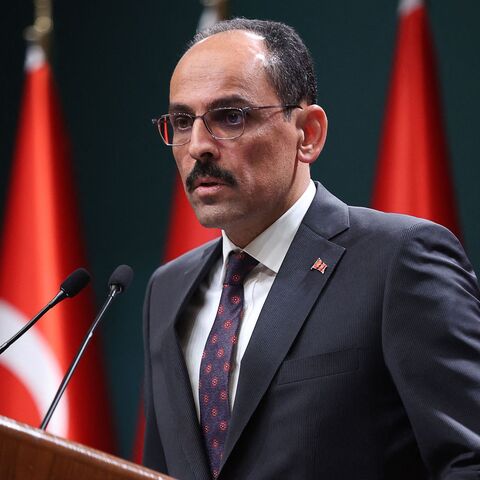 Turkish Presidential spokesperson Ibrahim Kalin gives a press conference following talks with Sweden and Finland over their bids to join NATO at the Presidential Complex in Ankara, on May 25, 2022.