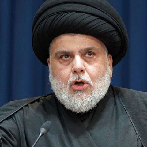 Shiite Muslim cleric Muqtada al-Sadr gives a speech in Iraq's central holy shrine city of Najaf on Aug. 30, 2022.