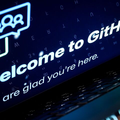  A photo illustration shows a laptop screen displays welcome screens and messages on the Github developer platform website, on February 23, 2024 in London, England. 