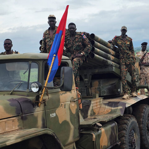 Sudanese army soldiers parade in the streets of eastern Sudan's city of Gedaref on Aug. 14, 2025 to mark the 71st anniversary of the formation of the Sudanese army. 