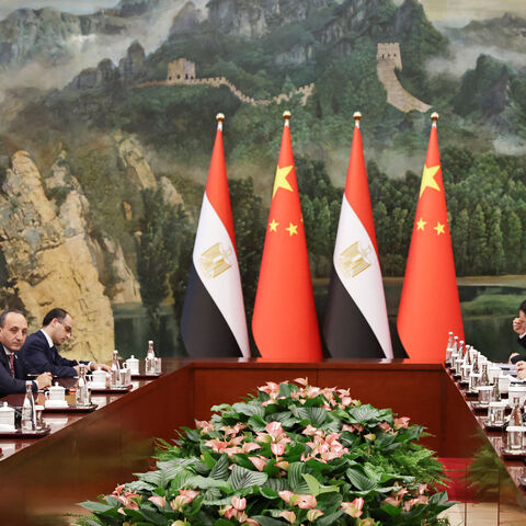 Egypt's Prime Minister Mostafa Madbouly (2nd R) speaks during a bilateral meeting with China's President Xi Jinping (2nd L) ahead of the Shanghai Cooperation Organization Summit, Tianjin, China, Aug. 30, 2025.