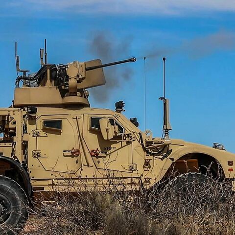 A US Army Mobile Low, Slow, Unmanned Aircraft Integrated Defeat System (MLIDS) vehicle equipped with counter-drone sensors and weapons. Similar systems were fielded during the Red Sands 2025 exercise in Saudi Arabia. 