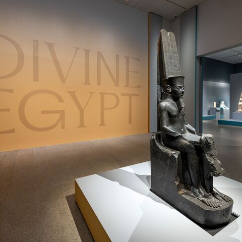 Installation view of Divine Egypt on view Oct.12, 2025 until Jan. 19, 2026 at the Metropolitan Museum of Art. Photo by Anna-Marie Kellen, Courtesy of the Met