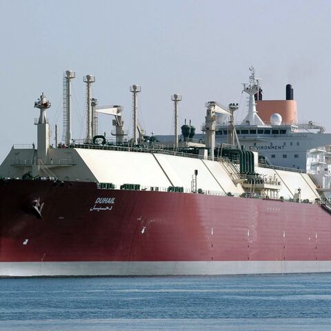 Qatari liquefied natural gas carrier "Duhail" passes through the Suez Canal near the Egyptian port city of Ismailia, on April 1, 2008.