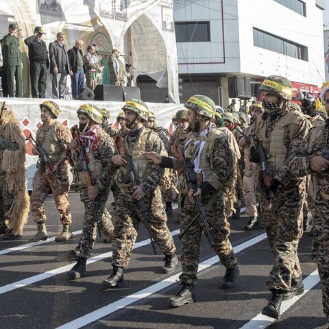 Members of the Iranian Basij paramilitary force march during the force parade on Jan. 10, 2025, in Tehran, Iran. 