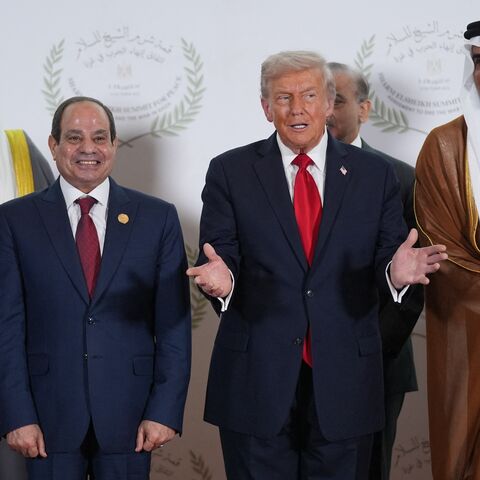 (Front L-R) Turkish President Recep Tayyip Erdogan, Egyptian President Abdel Fattah al-Sisi, US President Donald Trump, Emir of Qatar Sheikh Tamim bin Hamad Al Thani and other leaders pose for a family picture at the Gaza summit in Sharm el-Sheikh on Oct. 13, 2025. 