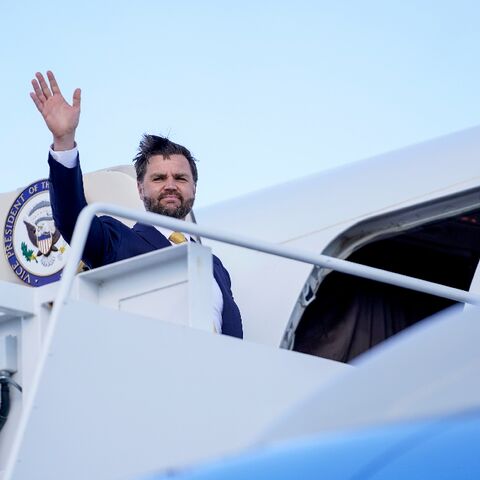 US Vice President JD Vance boards Air Force Two en route to Israel at Joint Base Andrews on October 20, 2025