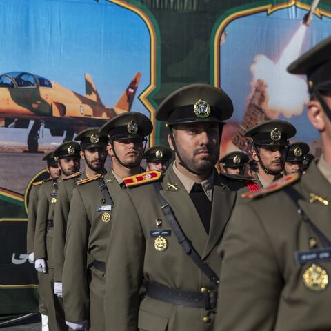 Soldiers from Iran's land, navy, air force and special forces parade on the occasion of National Army Day in Tehran on April 18, 2025, in Tehran, Iran. 