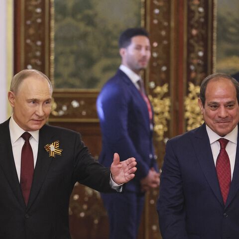 Russian President Vladimir Putin meets with Egyptian President Abdel Fattah El-Sisi at the Kremlin in Moscow, on May 9, 2025. 