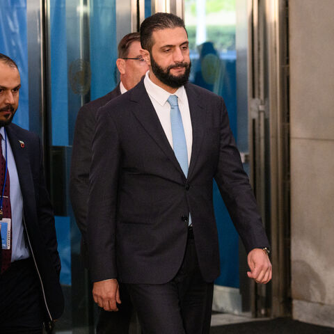 NEW YORK, NEW YORK - SEPTEMBER 23: President of Syria Ahmed al-Shara arrives for the 80th session of the UN’s General Assembly (UNGA) at UN Headquarters on September 23, 2025 in New York City. This year’s theme for the annual global meeting is:“Better together: 80 years and more for peace, development and human rights.” Gaza and Ukraine are just two of the global emergencies that world leaders will look to address. (Photo by Alexi J. Rosenfeld/Getty Images)