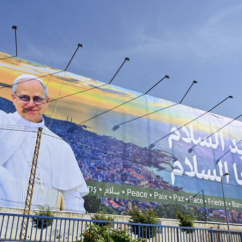  A giant billboard of Pope Leo XIV along the highway leading to Beirut's international airport, Nov. 20, 2025.