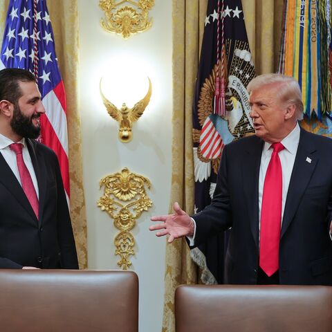 US President Donald Trump meets Syrian counterpart Ahmed al-Sharaa in the White House, in Washington, on Nov. 10, 2025.